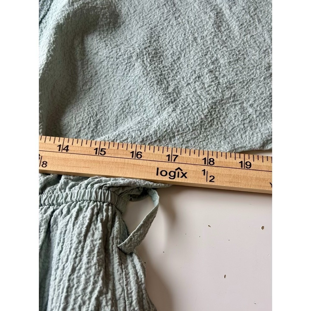 Calvin Klein Button-Down Shirtdress Balloon Sleeves Green Sz L Preppy Beach Work - Picture 5 of 13